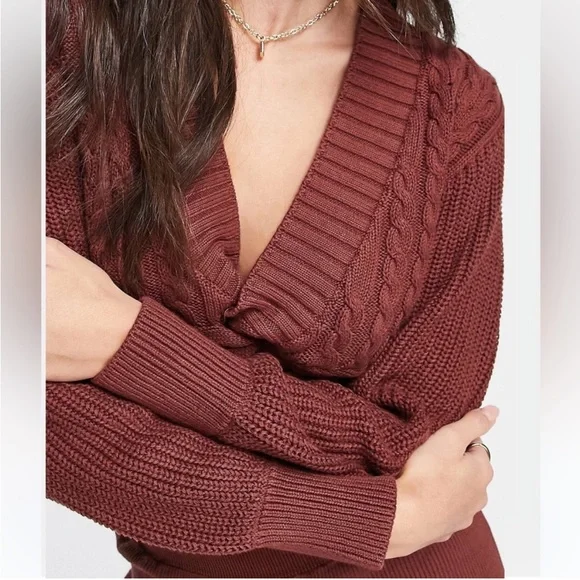 Free People Emilie Knit Two Piece Sweater Set Top Pants Cherry Cola Women’s M - Picture 4 of 16